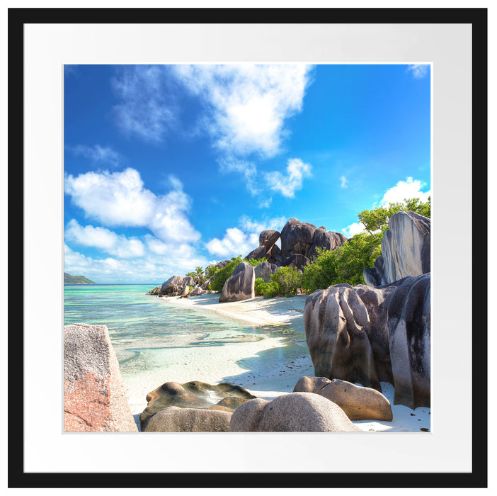 Seychellen Strand Passepartout Quadratisch 55x55