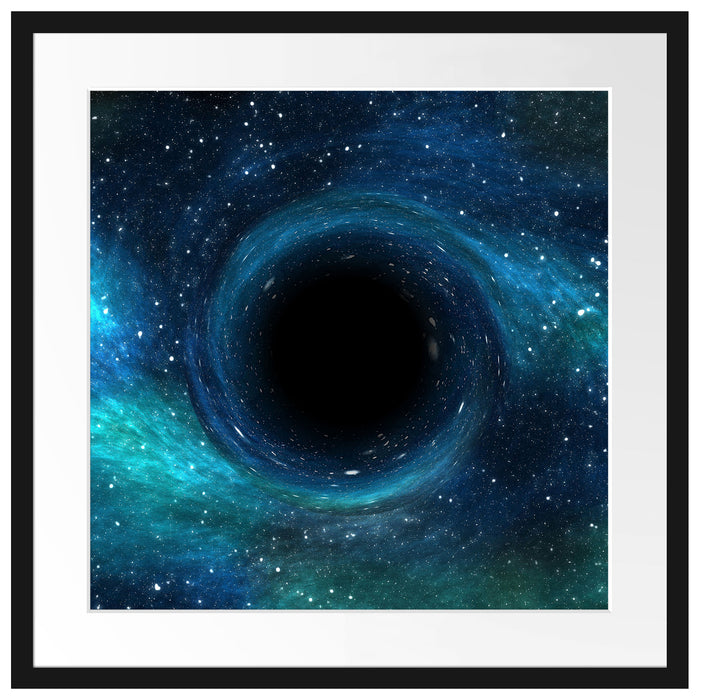Schwarzes Loch im Weltall Passepartout Quadratisch 55x55
