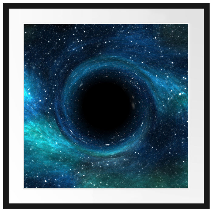 Schwarzes Loch im Weltall Passepartout Quadratisch 70x70