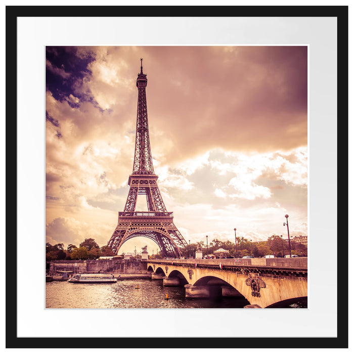 Eiffelturm in Paris Passepartout Quadratisch 55x55