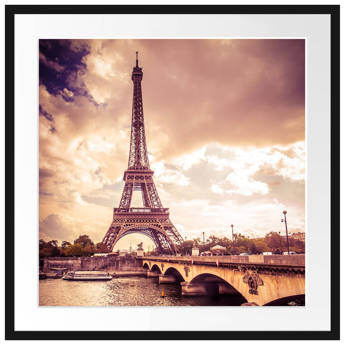 Eiffelturm in Paris Passepartout Quadratisch 70x70