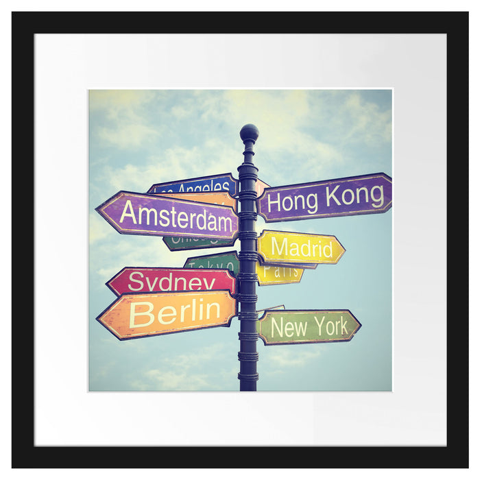 Städte Wegweiser Passepartout Quadratisch 40x40