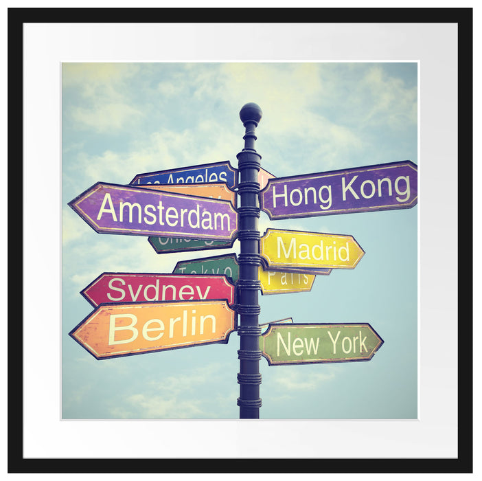 Städte Wegweiser Passepartout Quadratisch 55x55