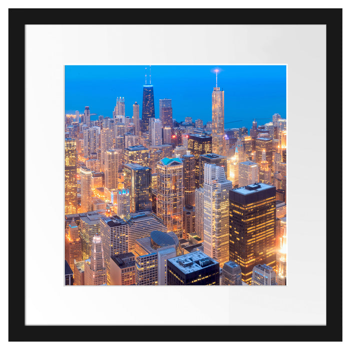 Luftaufnahme Chicago Passepartout Quadratisch 40x40