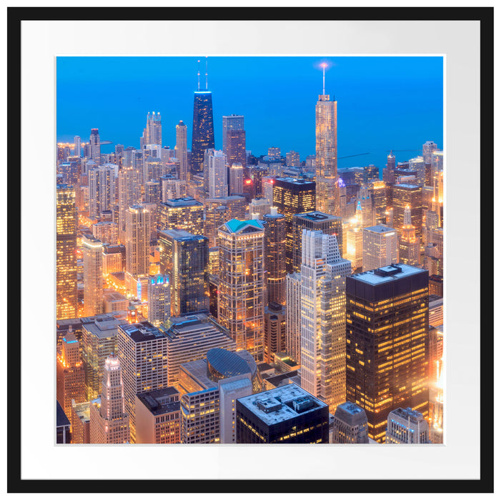 Luftaufnahme Chicago Passepartout Quadratisch 70x70