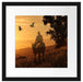 Ein Cowboy im Sonnenuntergang Passepartout Quadratisch 40x40