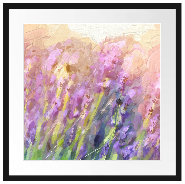 Schmetterlinge auf Lavendelblumen Passepartout Quadratisch 55x55