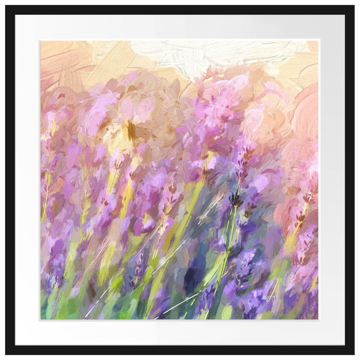 Schmetterlinge auf Lavendelblumen Passepartout Quadratisch 70x70