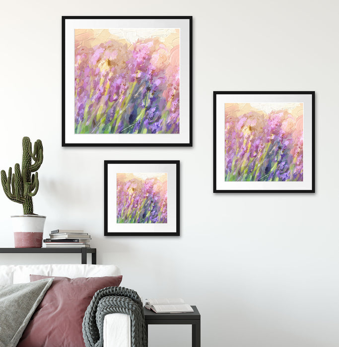 Schmetterlinge auf Lavendelblumen Quadratisch Passepartout Wohnzimmer