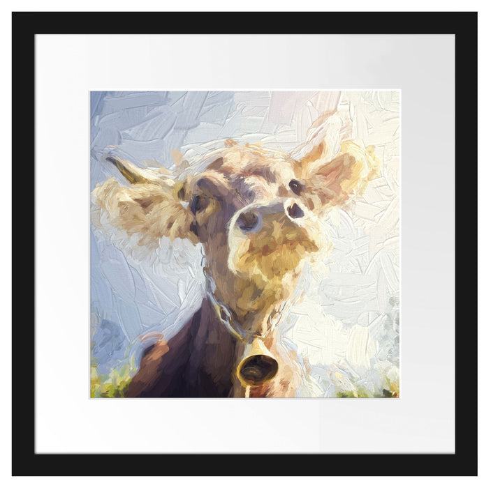 Portrait einer Kuh Passepartout Quadratisch 40x40