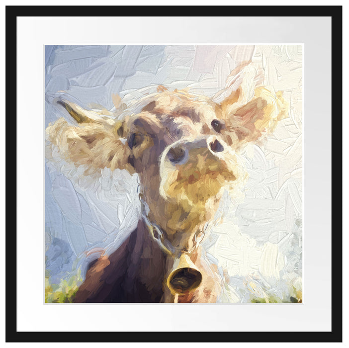 Portrait einer Kuh Passepartout Quadratisch 55x55