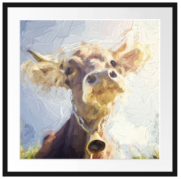 Portrait einer Kuh Passepartout Quadratisch 70x70