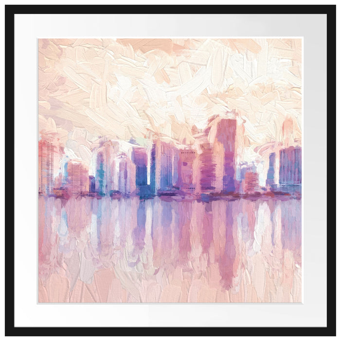 Miami Florida Skyline Passepartout Quadratisch 70x70