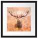 Großer Hirsch im Feld Kunst Passepartout Quadratisch 40x40