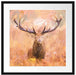 Großer Hirsch im Feld Kunst Passepartout Quadratisch 55x55