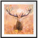 Großer Hirsch im Feld Kunst Passepartout Quadratisch 70x70