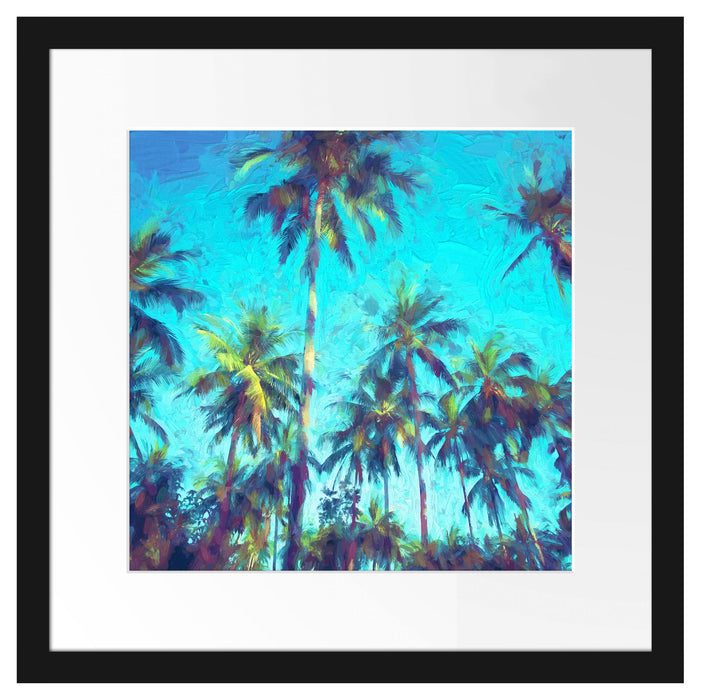 Tropische Palmen Kunst Passepartout Quadratisch 40x40