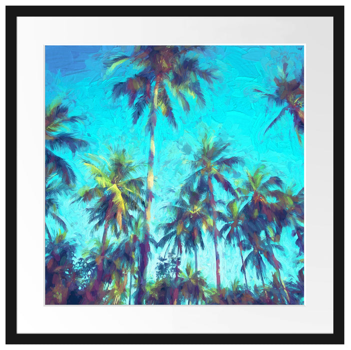 Tropische Palmen Kunst Passepartout Quadratisch 55x55
