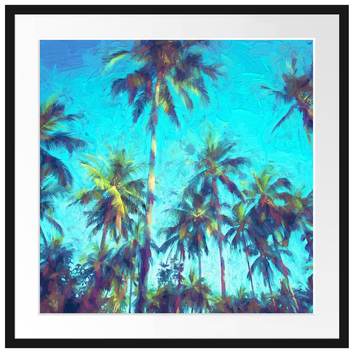 Tropische Palmen Kunst Passepartout Quadratisch 70x70