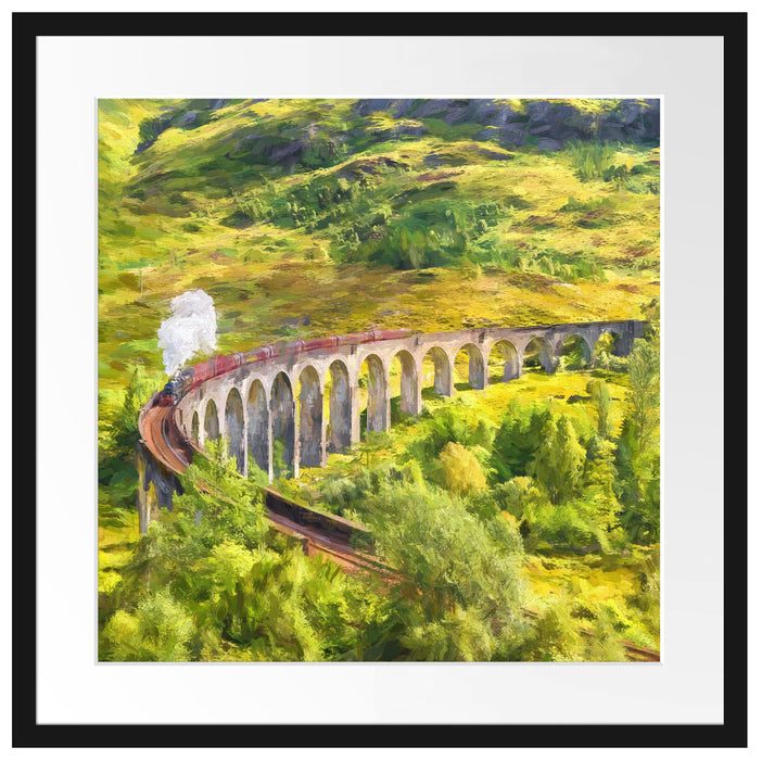 Eisenbahnviadukt in Schottland Passepartout Quadratisch 55x55