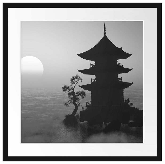 Buddhistischer Tempel in Asien Passepartout Quadratisch 55x55