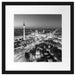 Berlin City Panorama Kunst B&W Passepartout Quadratisch 40x40