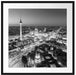 Berlin City Panorama Kunst B&W Passepartout Quadratisch 70x70