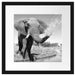 Elefant spritzt mit Wasser Passepartout Quadratisch 40x40