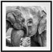 Elefantenmutter mit Kalb B&W Passepartout Quadratisch 70x70
