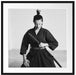 stolze Samurai-Kriegerin Kunst B&W Passepartout Quadratisch 70x70