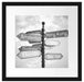 Städte Wegweiser Kunst B&W Passepartout Quadratisch 40x40