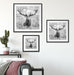 Großer Hirsch im Feld Kunst B&W Quadratisch Passepartout Wohnzimmer