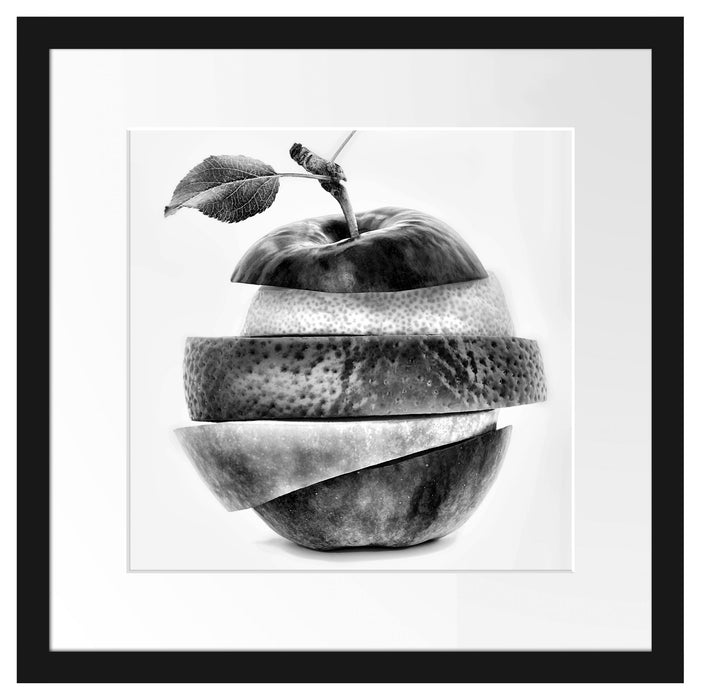 Früchte Mix Apfel Orange Limette Passepartout Quadratisch 40x40