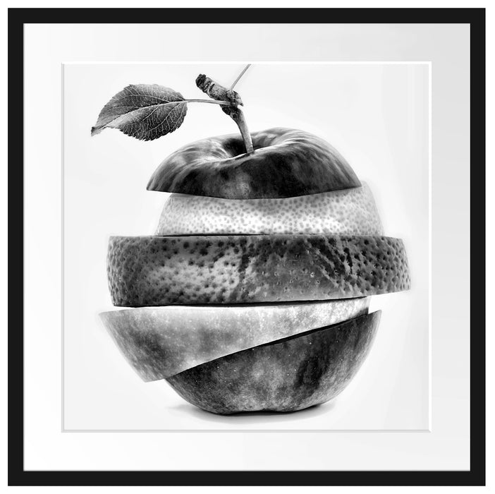 Früchte Mix Apfel Orange Limette Passepartout Quadratisch 55x55