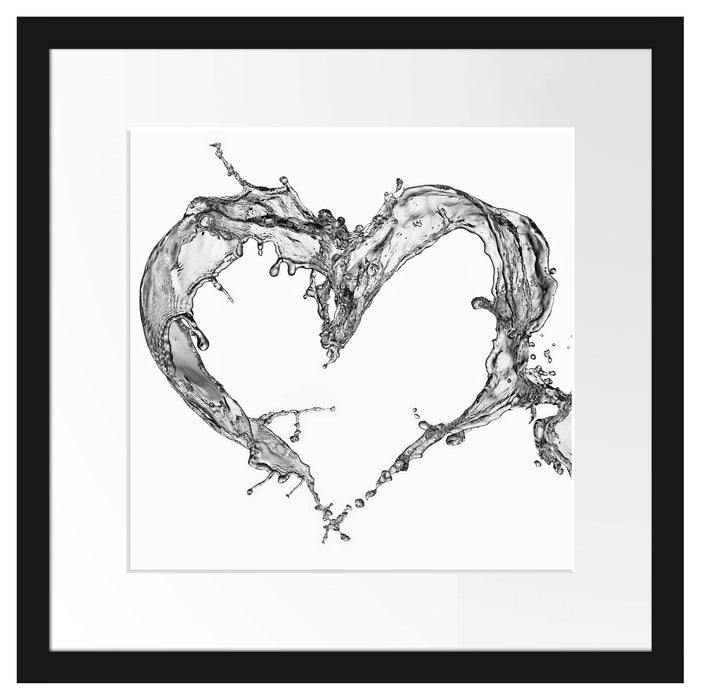Herz aus Wasser Passepartout Quadratisch 40x40