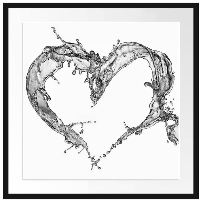 Herz aus Wasser Passepartout Quadratisch 70x70