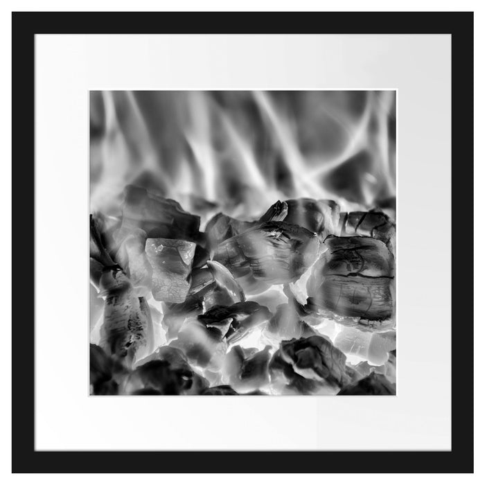 Holzkohle Feuer Passepartout Quadratisch 40x40