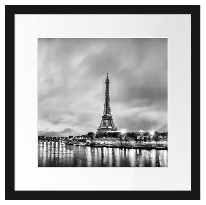 Eifelturm Paris bei Nacht Passepartout Quadratisch 40x40