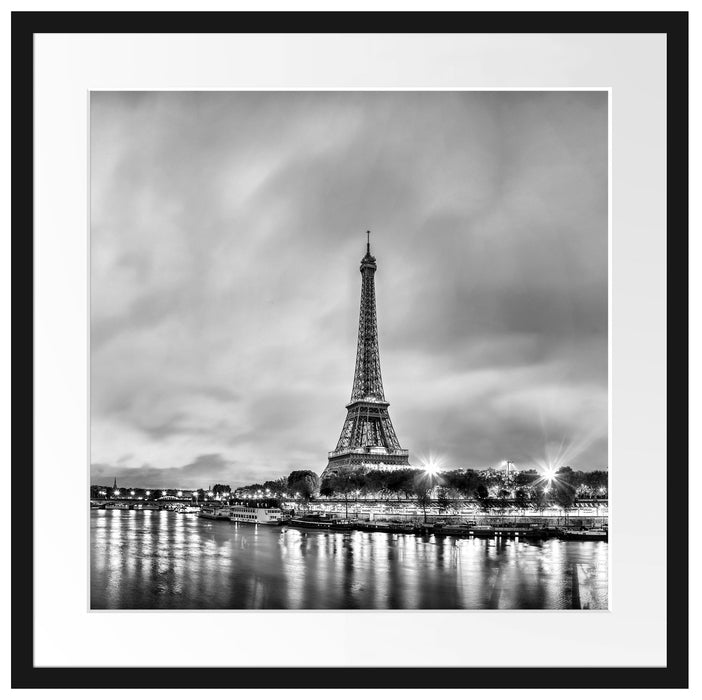 Eifelturm Paris bei Nacht Passepartout Quadratisch 55x55