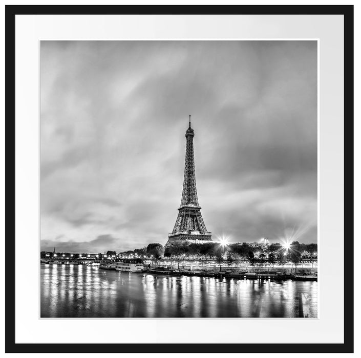 Eifelturm Paris bei Nacht Passepartout Quadratisch 70x70