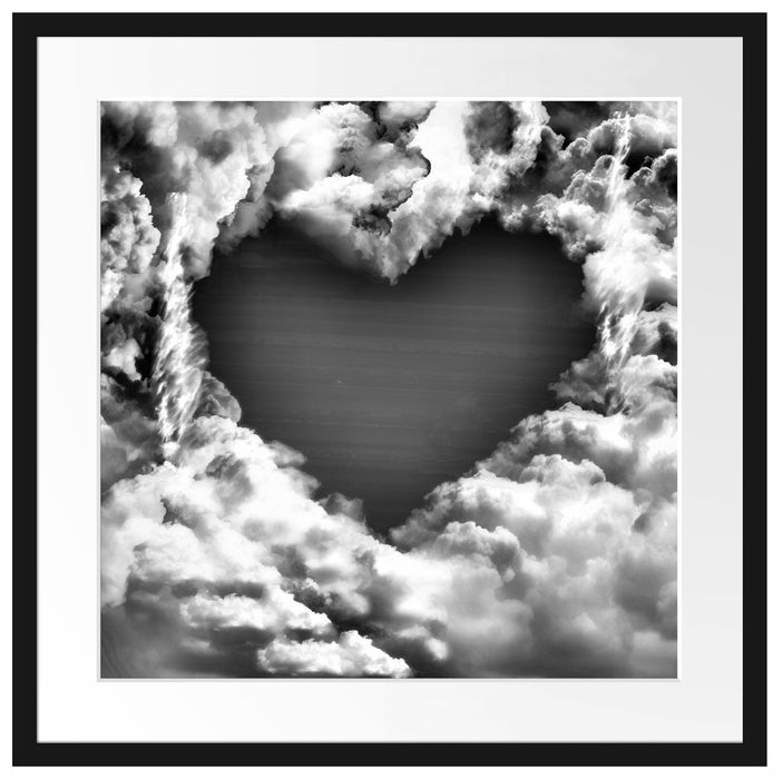 Romantisches Herz in den Wolken Passepartout Quadratisch 55x55