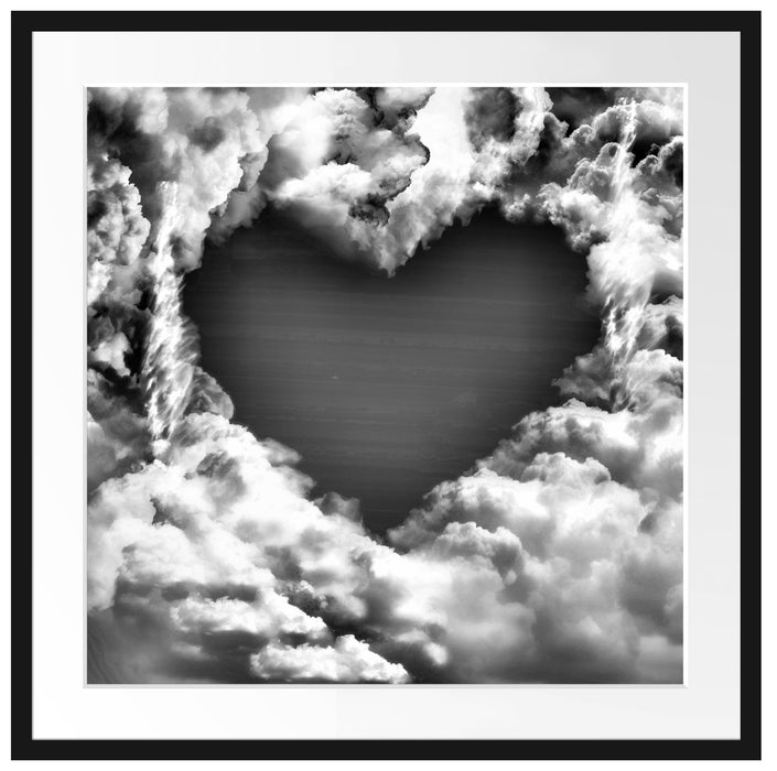Romantisches Herz in den Wolken Passepartout Quadratisch 70x70