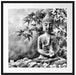 Buddha auf Steinen mit Monoi Blüte Passepartout Quadratisch 70x70