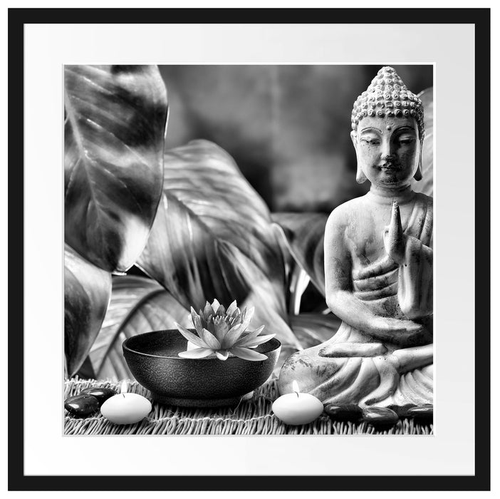 Buddha Statue Passepartout Quadratisch 55x55