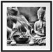 Buddha Statue Passepartout Quadratisch 55x55