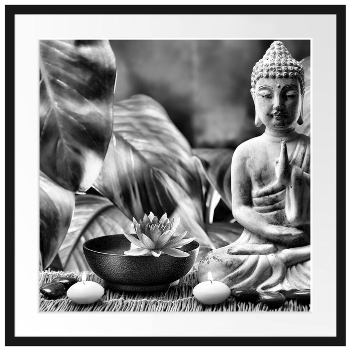Buddha Statue Passepartout Quadratisch 70x70
