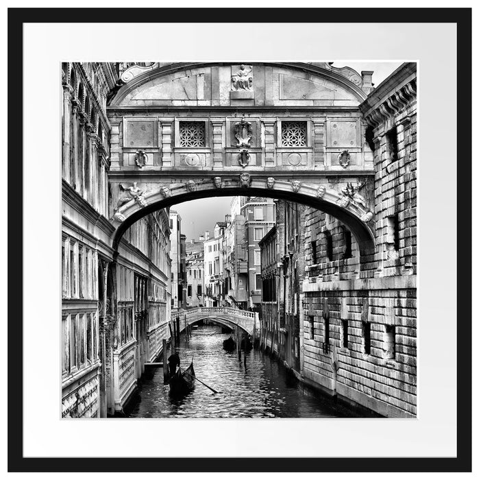 Romantischer Kanal in Venedig Passepartout Quadratisch 55x55