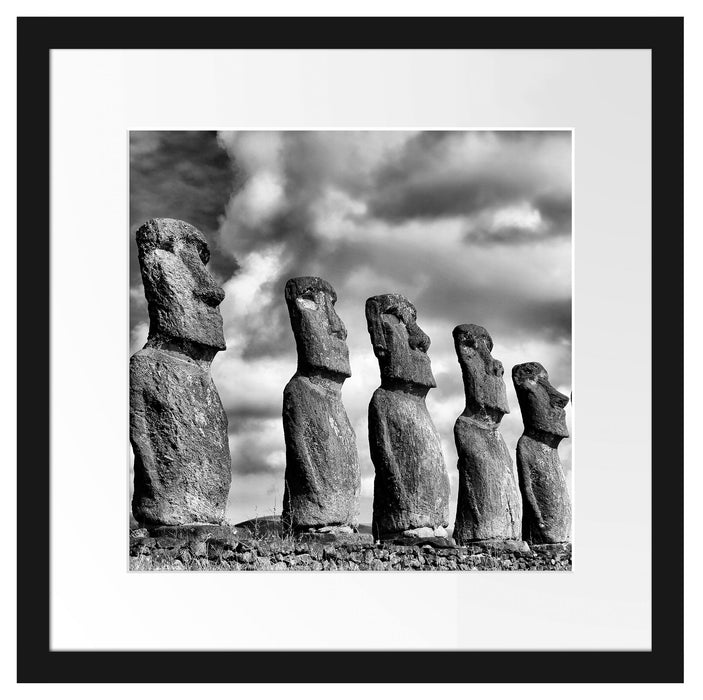 Moai Statuen auf den Osterinseln Passepartout Quadratisch 40x40