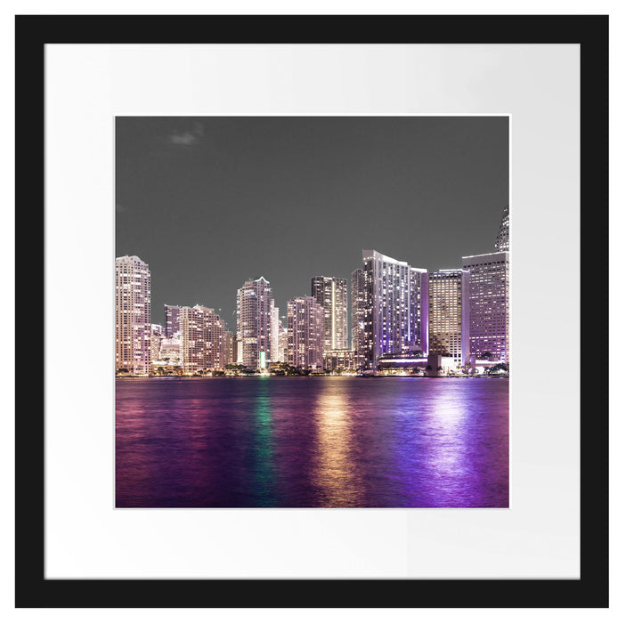 Skyline von Miami Florida Passepartout Quadratisch 40x40