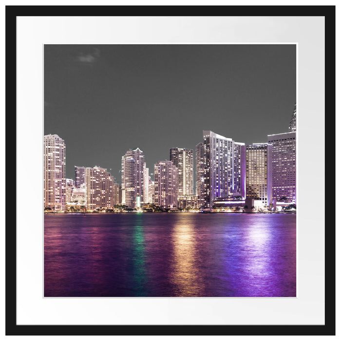 Skyline von Miami Florida Passepartout Quadratisch 55x55